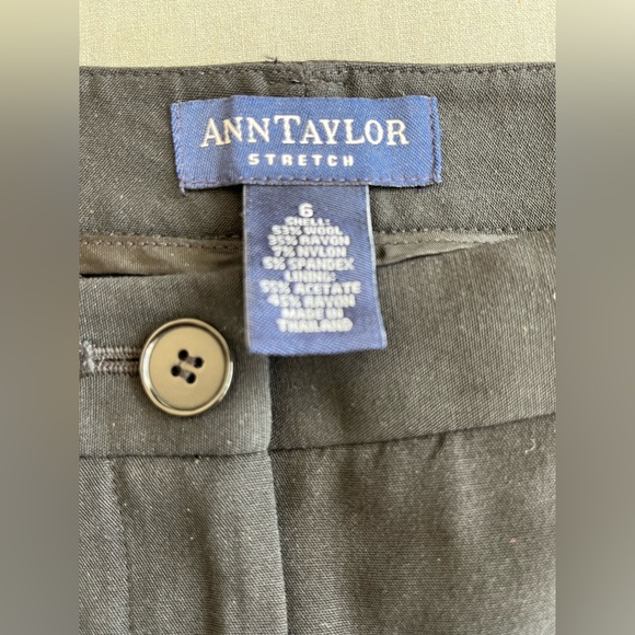 Ann Taylor Stretch wool blend dress pant black flat front straight leg lined 6 - Picture 4 of 11